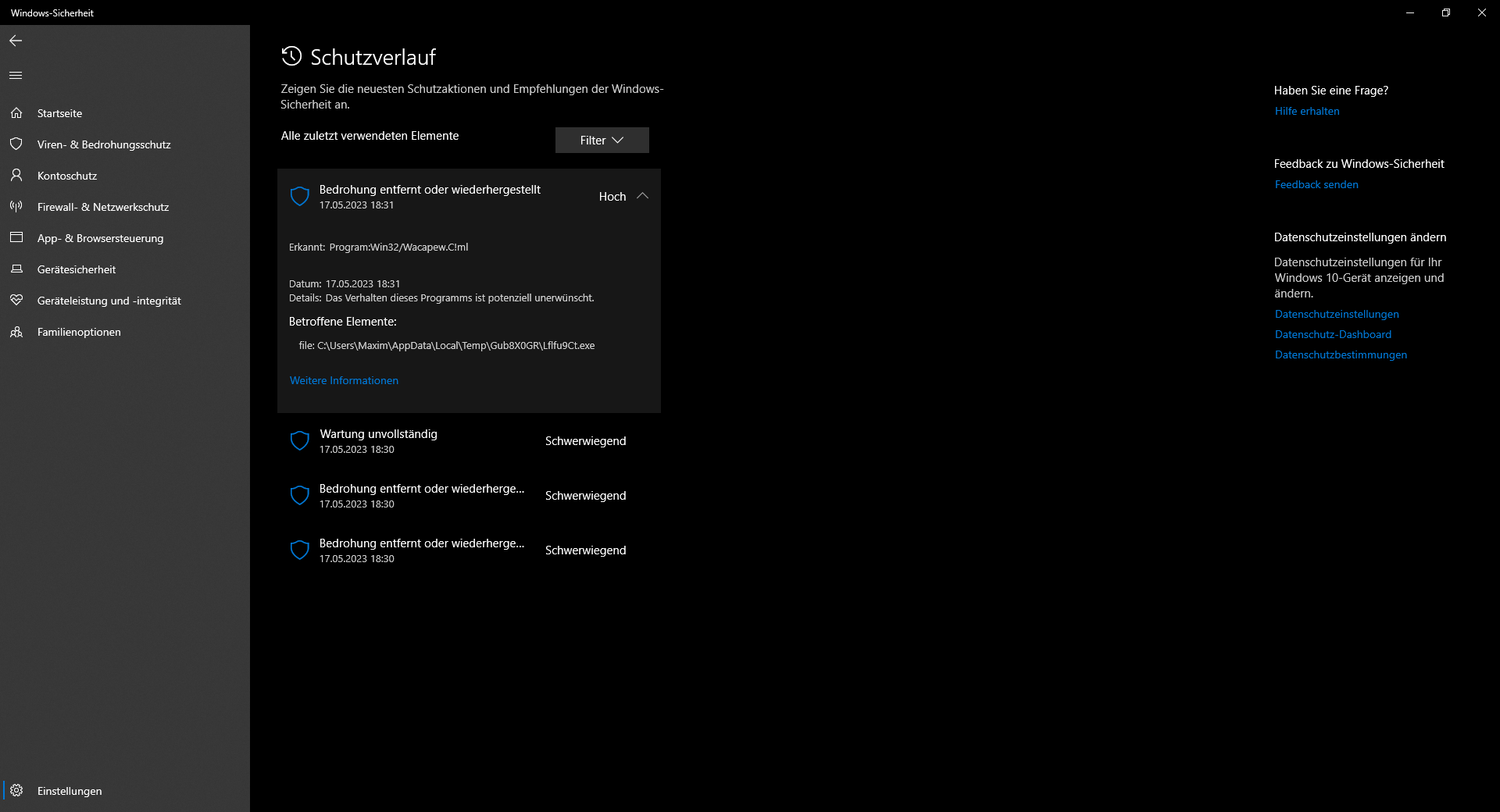 Bedrohung Entfernt Oder Wiederhergestellt Virus Probleme Windows Bedrohung entfernt oder wiederhergestellt virus probleme windows