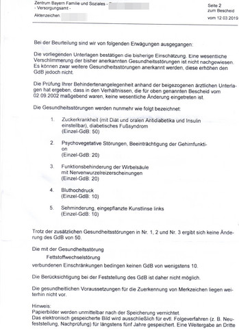 Behindertenausweis GDB erhöhung wurde abgelehnt , welche rechte hat sie? (Recht, Jura, Behinderung)