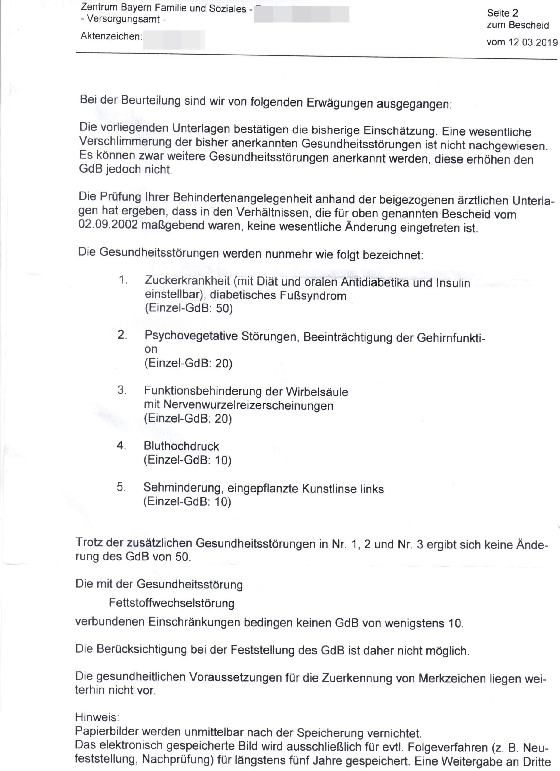 Behindertenausweis GDB erhöhung wurde abgelehnt , welche rechte hat sie? (Recht, Jura, Behinderung)