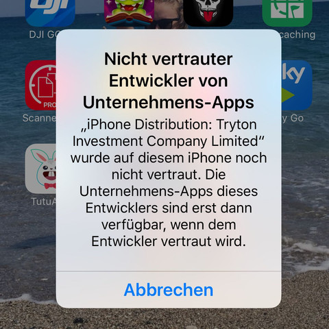 Die Meldung beim Versuch die tutuapp zu öffnen . - (Handy, Spiele, Games)