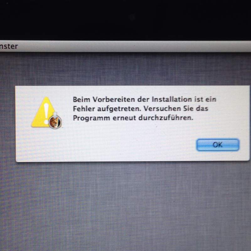 Beim Vorbereiten der Installation ist ein Fehler aufgetreten. Warum