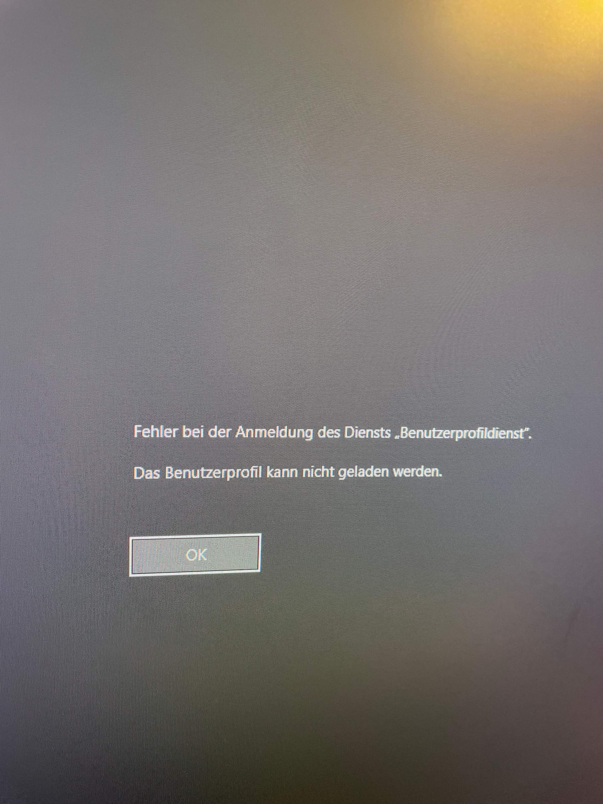 Benutzerprofil kann nicht geladen werden?