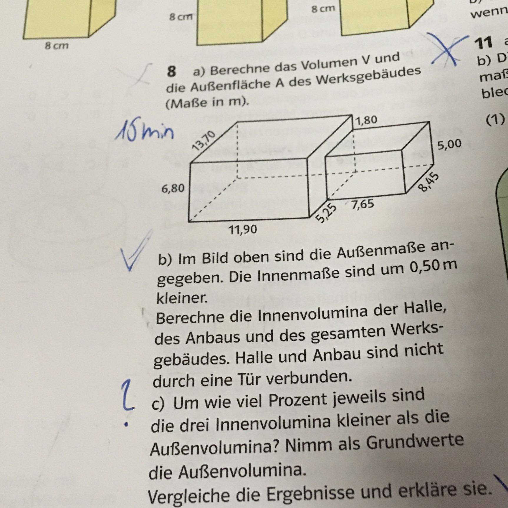 Berechne das Volumen und die Außenfläche? (Schule, Mathematik, Arbeit) Berechne das Volumen und die Außenfläche? (Schule, Mathematik, Arbeit)