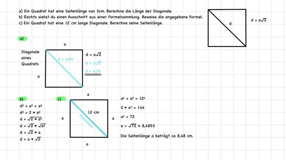 Berechne die Länge der Diagonale?