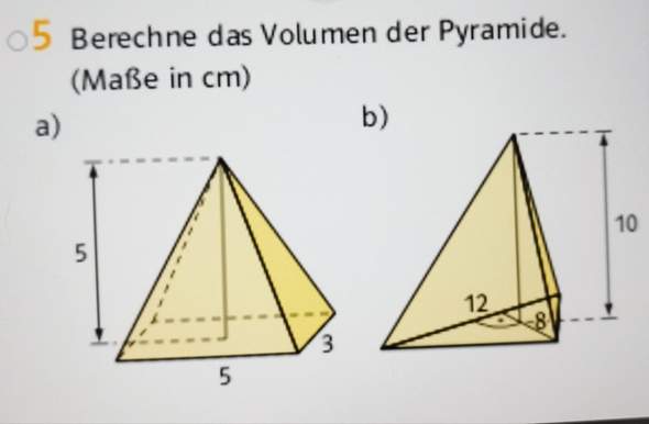 Berechne folgende maßen einer Quadratischen Pyramide aus ?