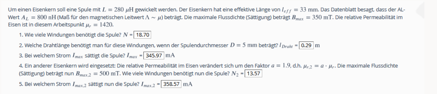 Berechnen der Windungen einer Spule mit Eisenkern? (Elektrizität)