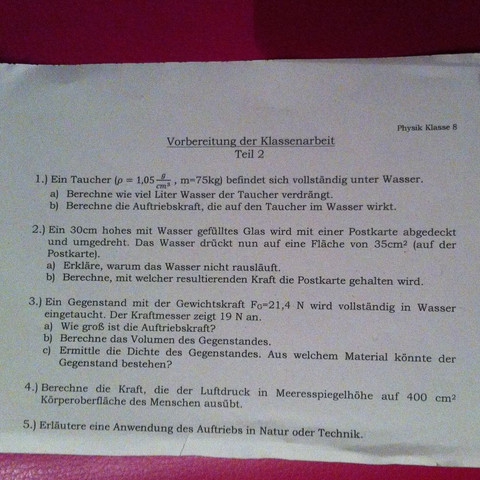 Aufgabe 2b - (Schule, Physik)