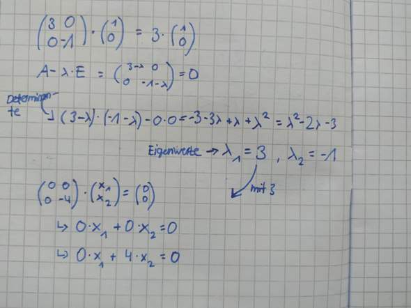 Berechnung des Eigenvektors einer 2x2 Matrix funktioniert nicht?