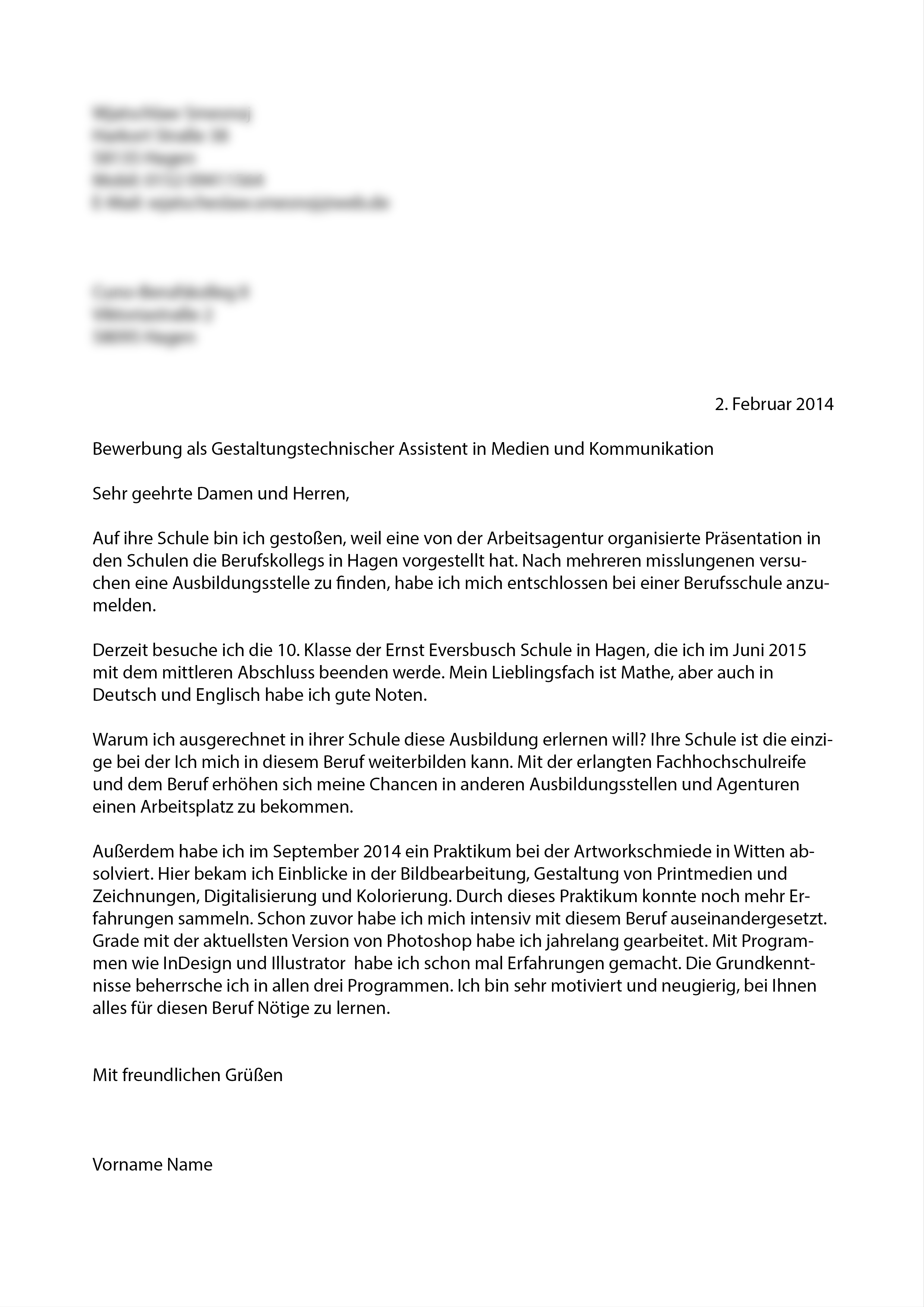 Berufskolleg Bewerbung. So richtig? (Kollegen, Korrektur ... Berufskolleg Bewerbung. So richtig? (Kollegen, Korrektur ...