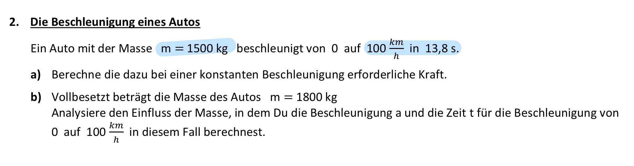 Beschleunigung, Kraft? (Energie, Formel, Geschwindigkeit)
