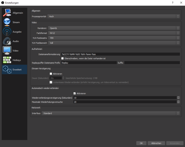 Momentane Settings - (Computer, PC, Technik)