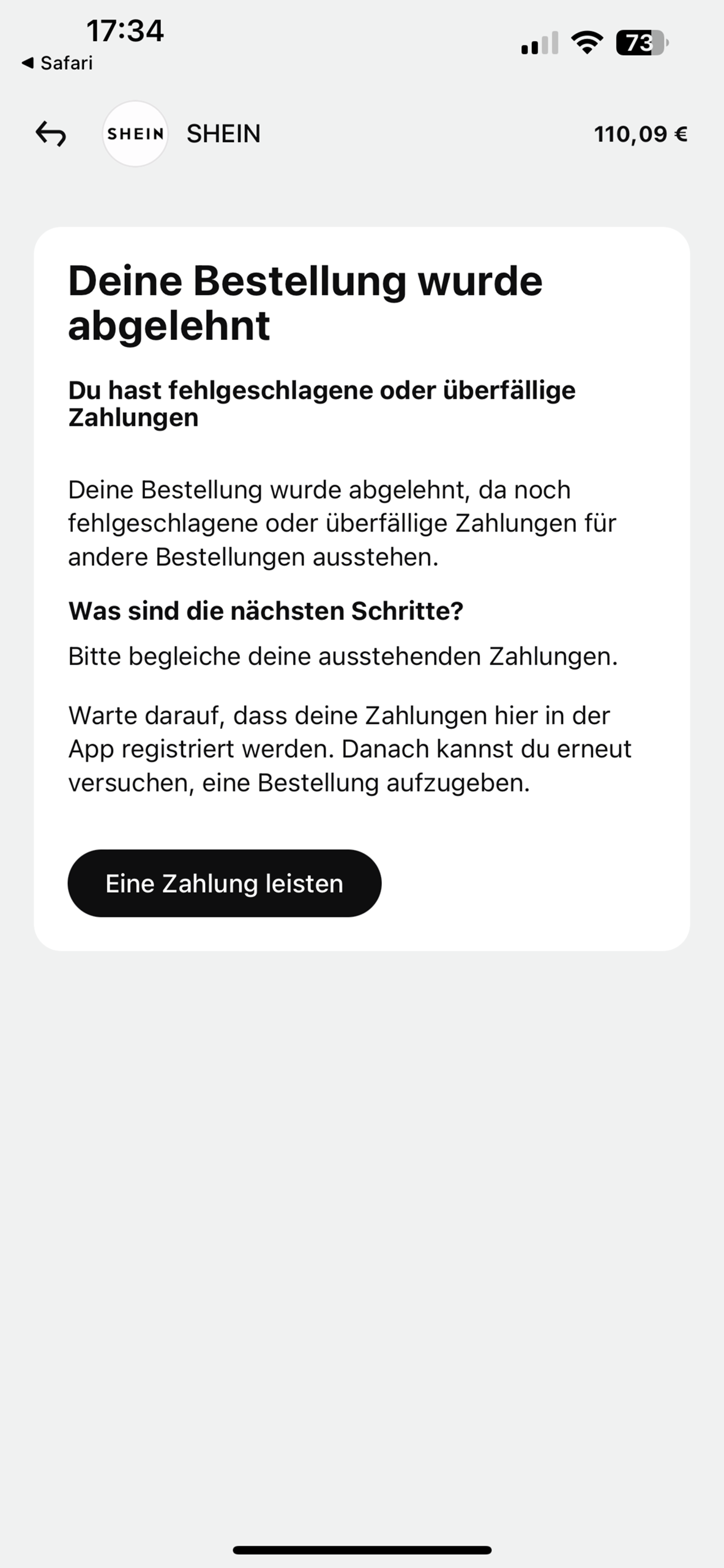 Bestellung abgelehnt Hilfe? (SHEIN, Klarna)