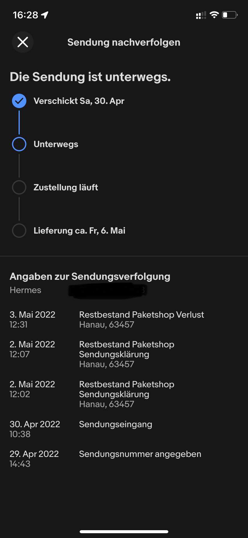 Bestellung Verloren gegangen Ebay? Paket, Hermes Versand)