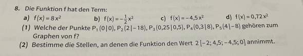 Bestimme An Welchen Stellen Die Quadratfunktion Den Wert 4 Annimmt