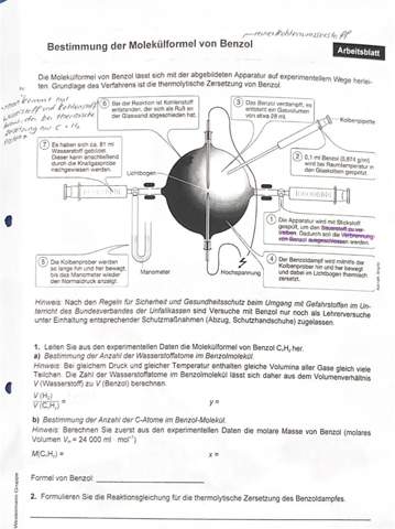 Bestimmung der Molekülformel von Benzol? (Schule, Chemie ...