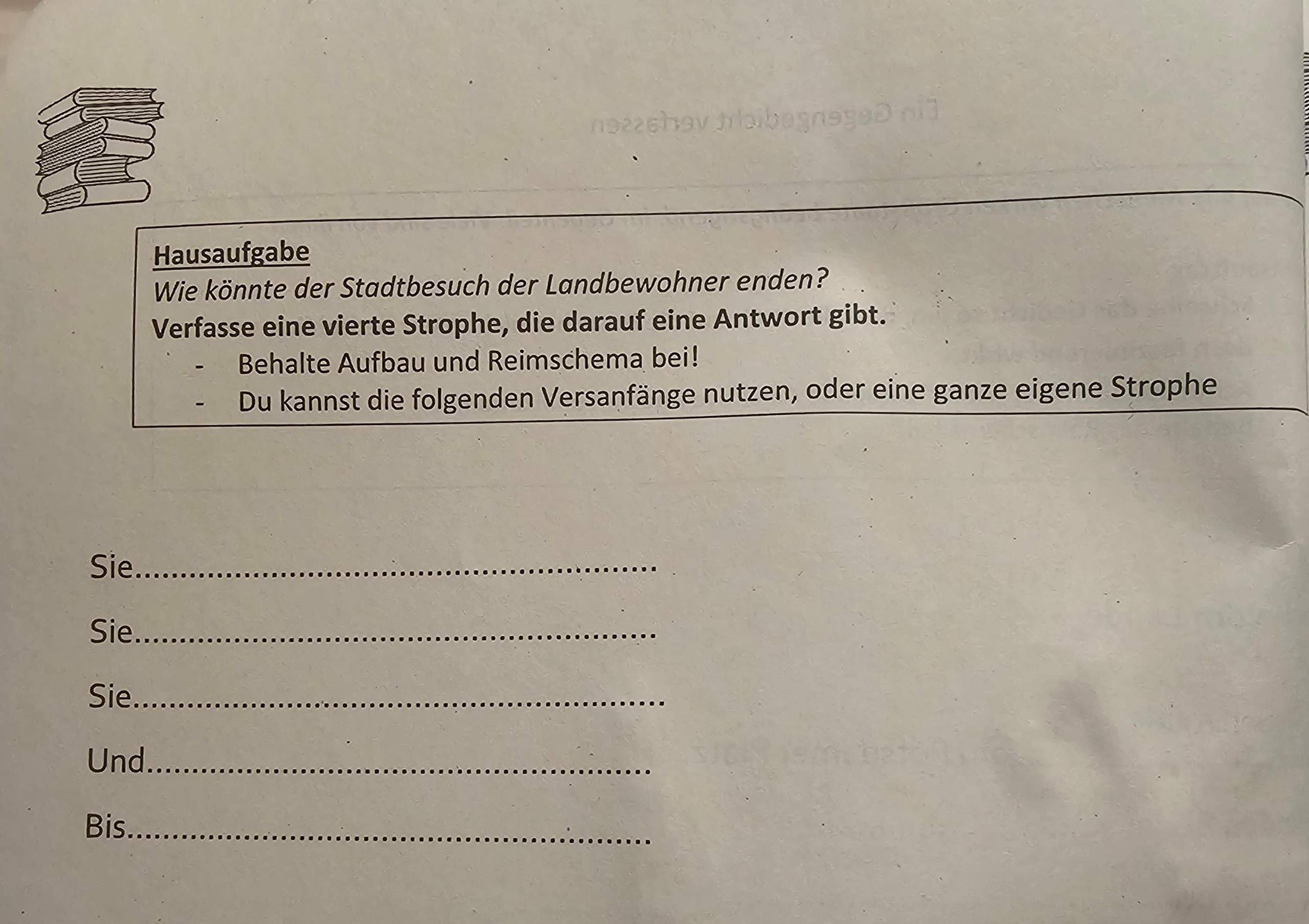 Gedichtanalyse Besuch Vom Lande Erich Kästner Besuch vom Lande (Erich Kästner), 4 Strophe? (Deutsch, Hausaufgaben