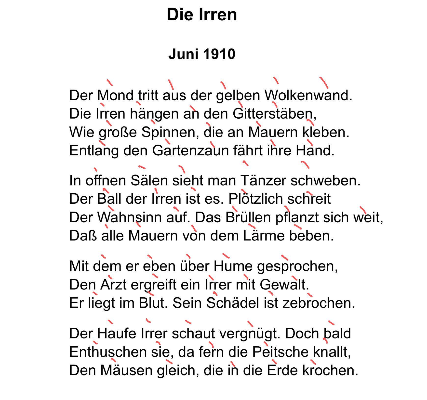 Gedicht Betonung eines Gedichtes (Die Irren)? (Gedicht)