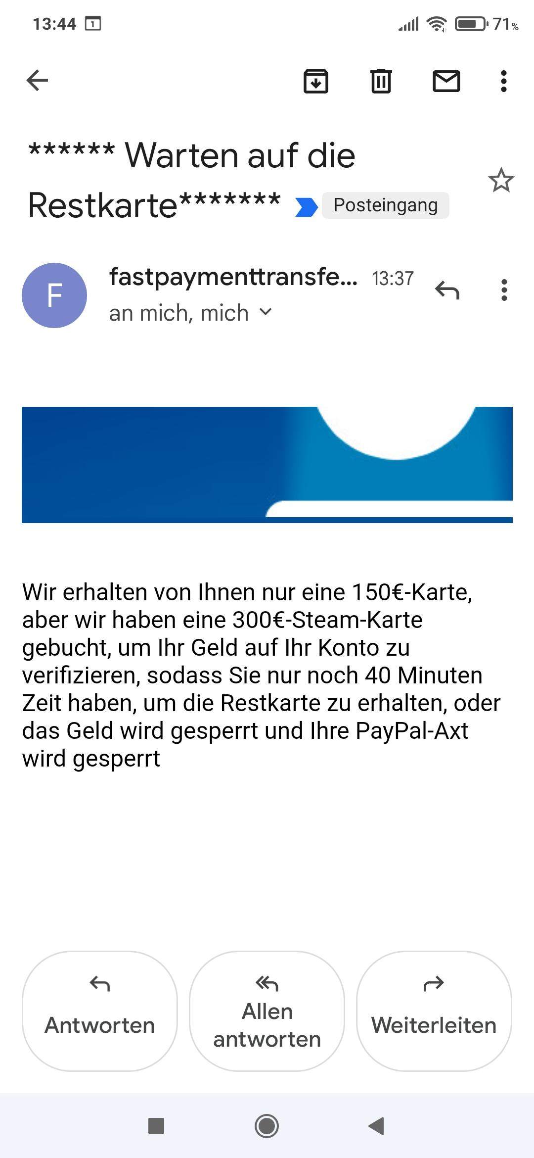 Betrug bei PayPal EMailAdresse und Geld?