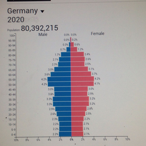Bevölkerungspyramide Deutschland 2020 - (Schule, Deutschland, Geografie)