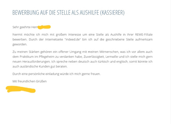 Bewerbung Als Aushilfe Kassierer Ausbildung Und Studium