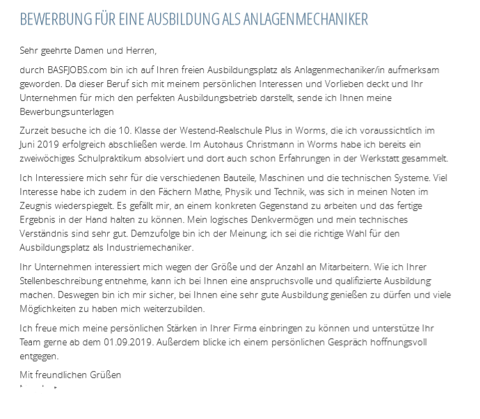 Bewerbung Anlagenmechaniker Gut Ausbildung
