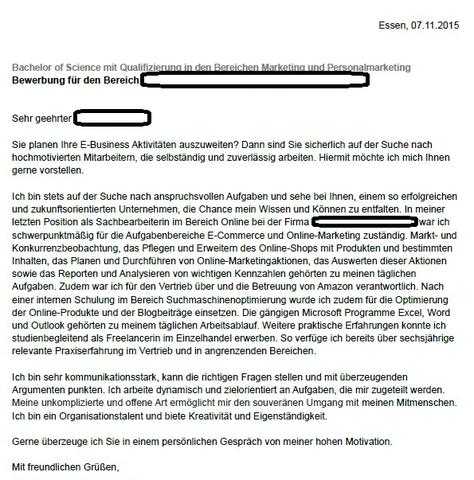 Bewerbung Fur Die Bereiche E Commerce Und Online Marketing Anschreiben E Commerce Bewerbung