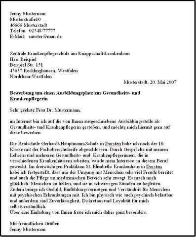 Bewerbung Schreiben Als Gesundheits Und Krankenpflegerin Schule Ausbildung Meinung Bewerbung Gesundheits Und Krankenpflegerin Muster