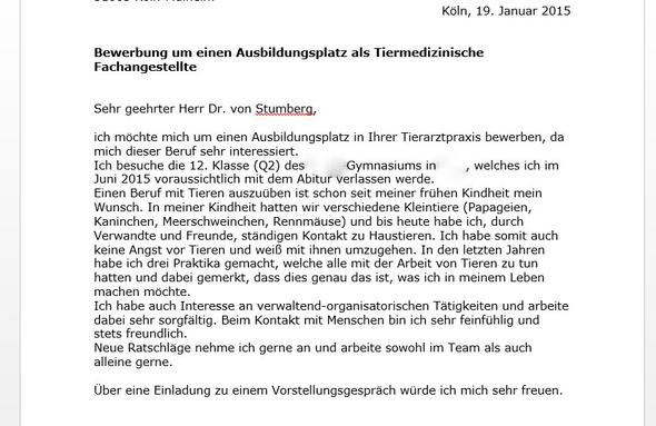 Bewerbung Tiermed Fachangestellte Schule Tiere Ausbildung Bewerbung Tiermedizinische Fachangestellte Ausbildung