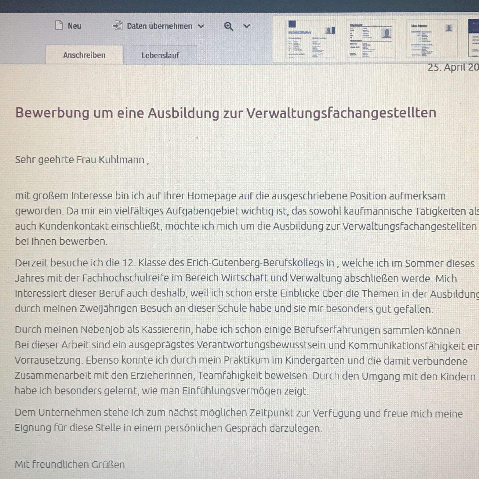 Zum verwaltungsfachangestellten bewerbung Verwaltungsfachangestellten (m/w/d)