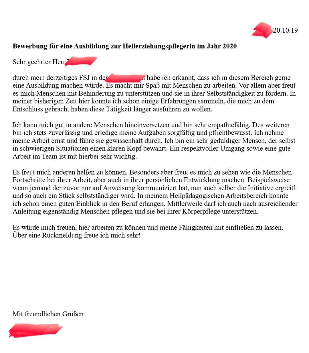 Bewerbung zur Heilerziehungspflegerin, Tipps (überarbeitet