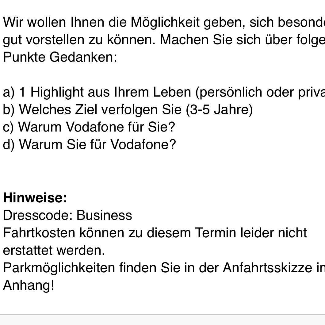Bewerbungsgespräch fragen bekommen was soll ich drauf antworten? (Ausbildung, Bewerbung, Vodafone)