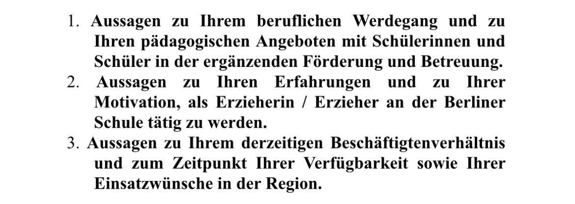 Bewerbungsgespräch Hort? (Kindergarten, Erzieher, Kindertagesstätte)