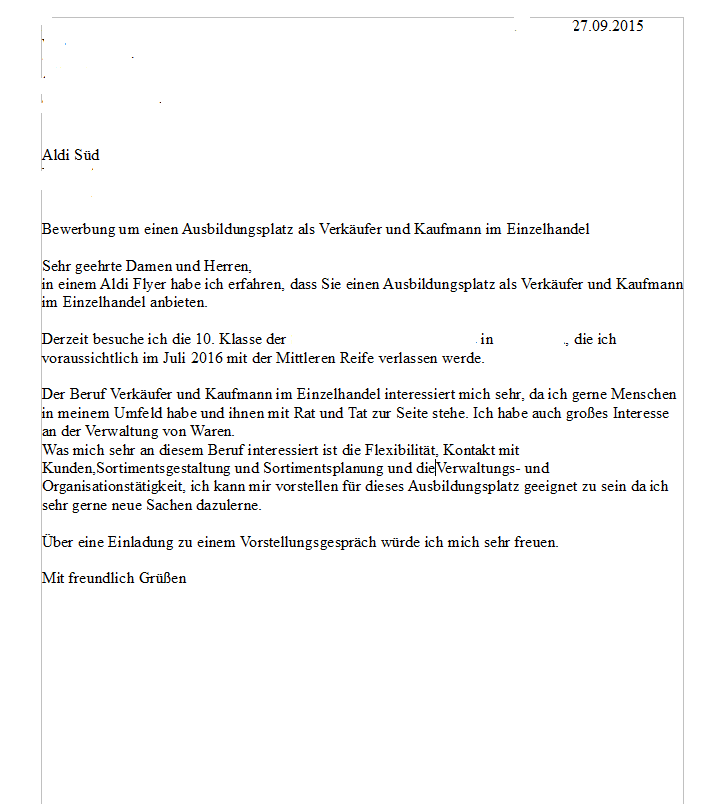 Habt Ihr Verbesserungsvorschlage Fur Mein Bewerbungsschreiben Aldi Kaufmann Aldi Bewerbung Aushilfe