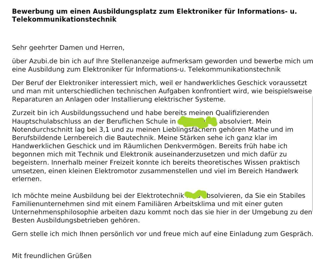 Bewerbungsschreiben für Ausbildung so ok? (Bewerbung)