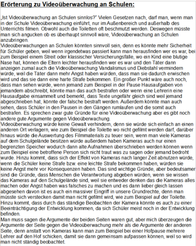 Bewertung Zu Einer Erorterung Schule Deutsch Sprache