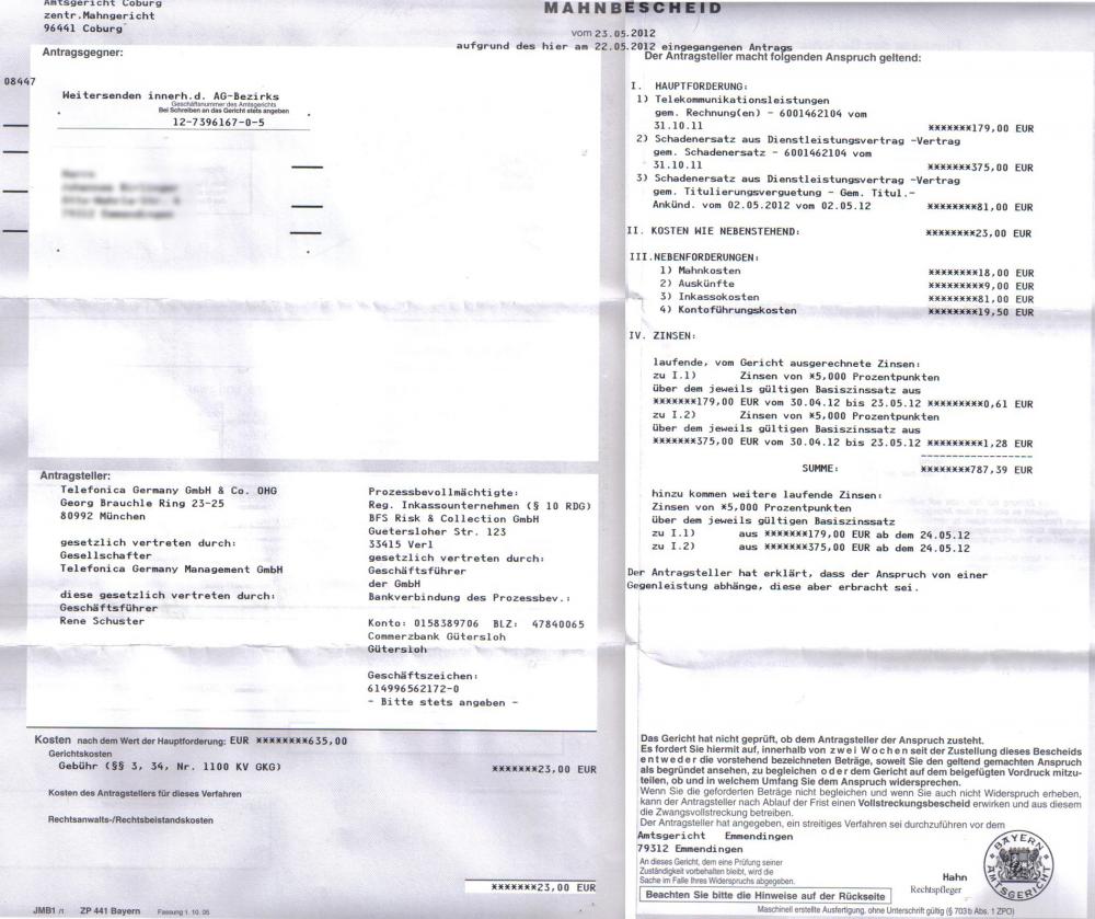 Bfs Mahnbescheid Erhalten Inkasso Mahnung