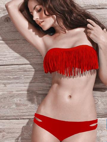 Fransen Bikini Stoff: Spandex und Nylon - (Sommer, klein, Bikini)
