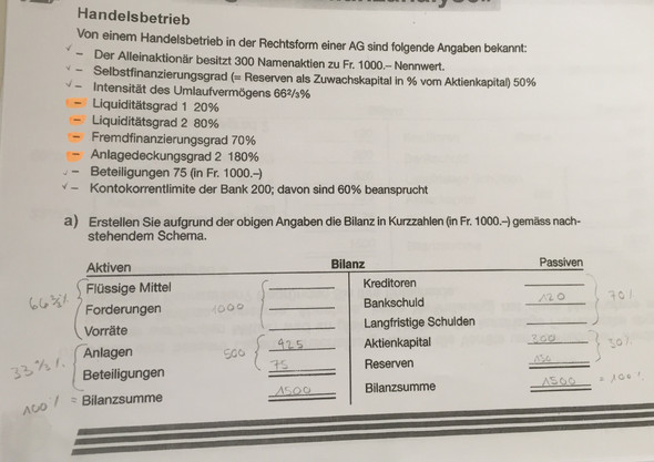 Aufgabe - (Finanzen, Rechnungswesen, bilanz)