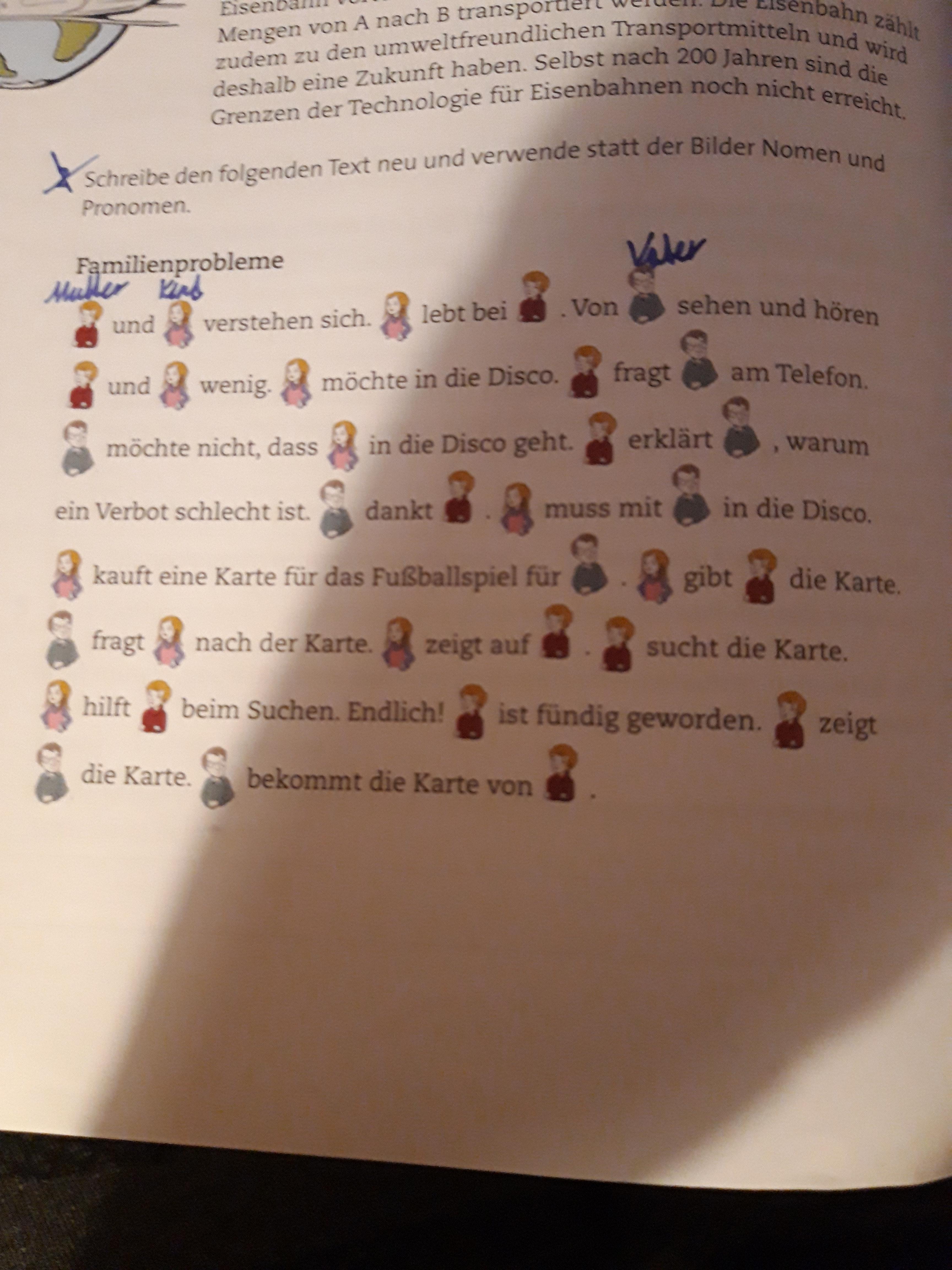 Bilder mit Nomen und Pronomen ersetzen? (Schule, Deutsch, Hausaufgaben)