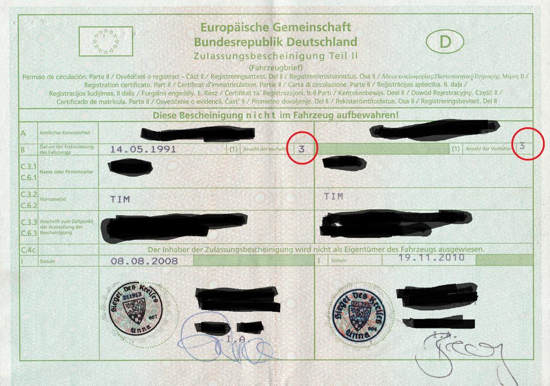 Bin ich der 4. oder 5. Fahrzeughalter Eigentümer des Fahrzeugs ? Wer