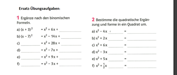 Binomische Formeln Erganzen Computer Mathematik