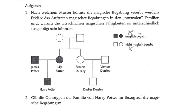 Aufgabenblatt - (Biologie, Harry Potter, Vererbung)