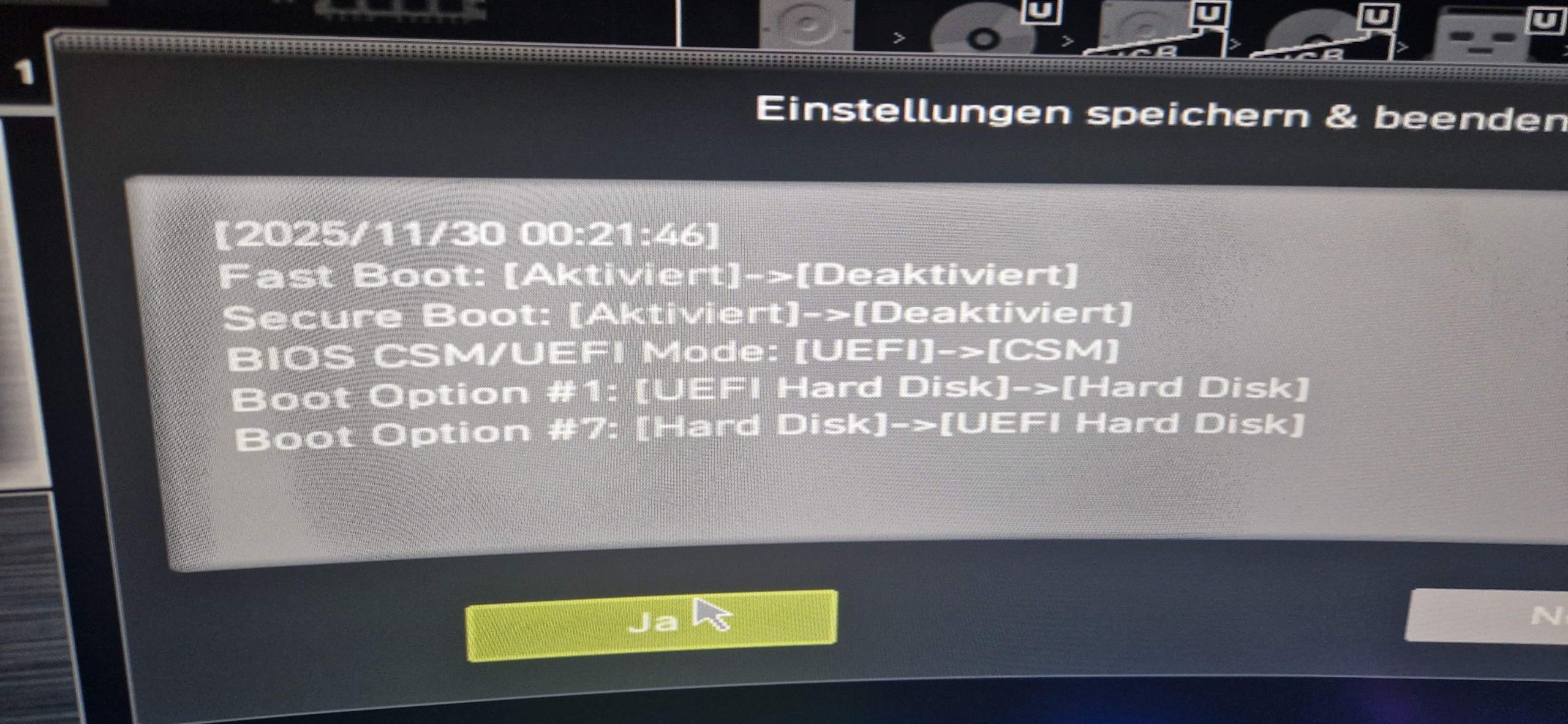 Blackscreen nach dem einstellen von csm? (BIOS, MSI Mainboard)