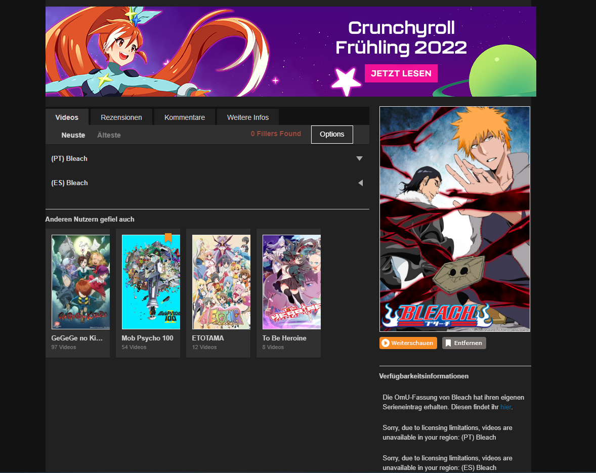 Watch bleach 2025 dubbed crunchyroll
