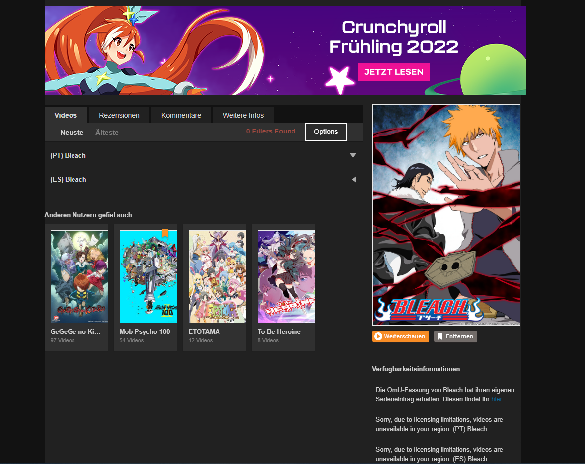 Bleach Dub Crunchyroll? (Filme und Serien, Anime)