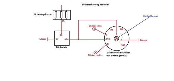 Blinkerschalter 12V mit Kontrolleuchte Schalter für Blinker  Blinklichtschalter