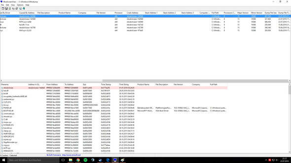 Screenshot von "Bluescreenviewer" - (Windows 10, Bluescreen, crash)
