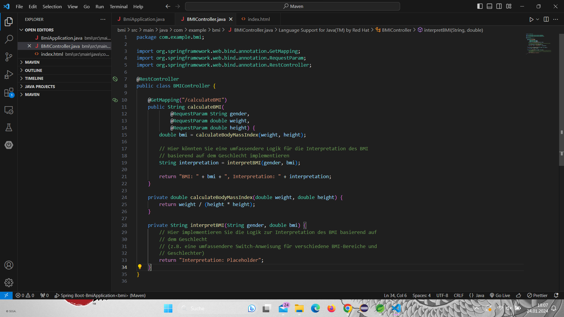 BMI Rechner Code Problem Webseite Java HTML Bmi rechner code problem webseite java html