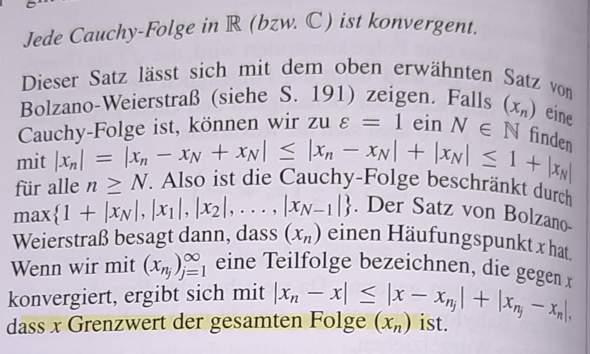 Bolzano-Weierstraß und Cauchy-Folgen (Konvergenzbeweis)?