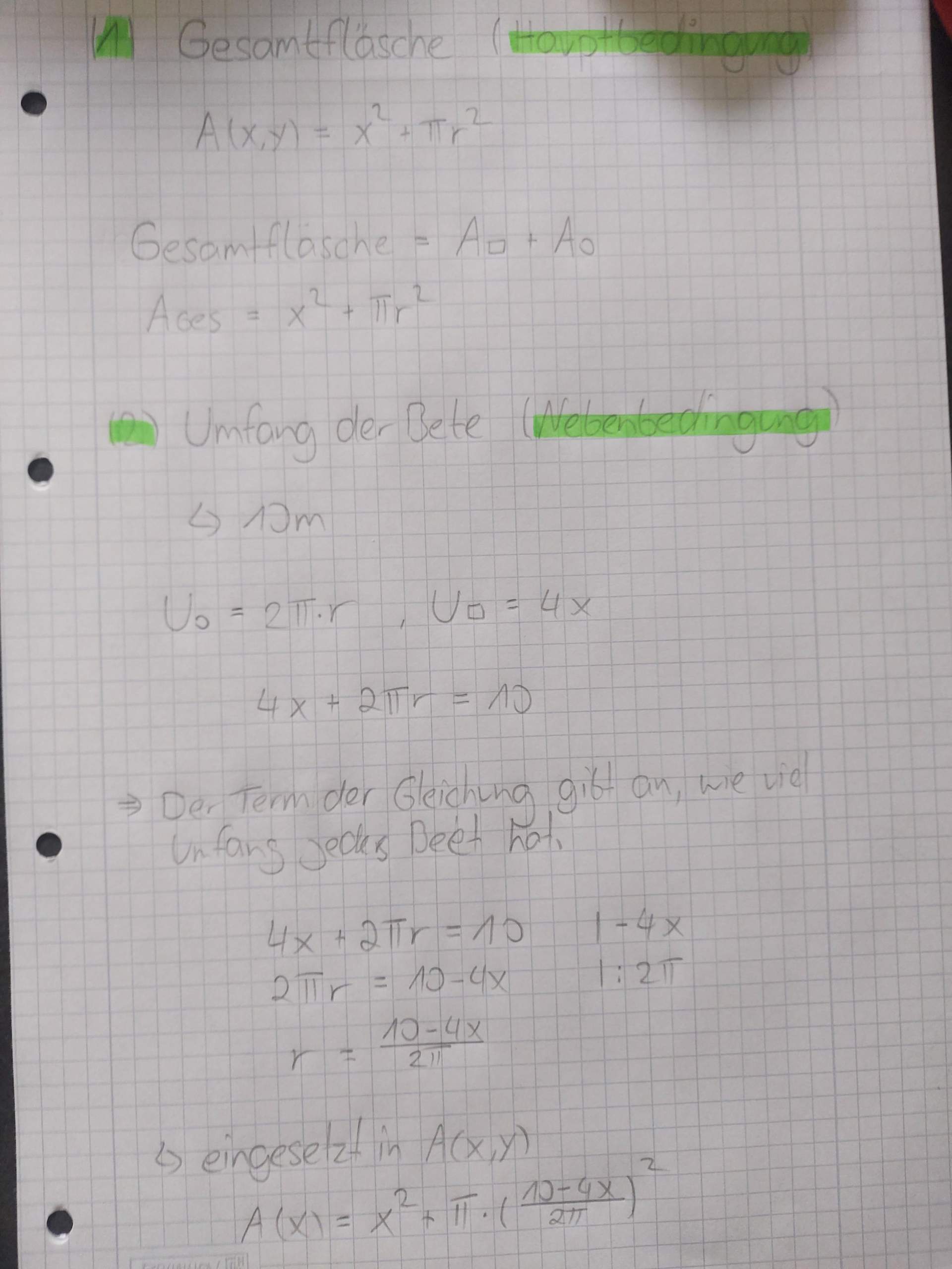 Brauche Hilfe bei einer Extremwertaufgabe? (Schule, Mathematik